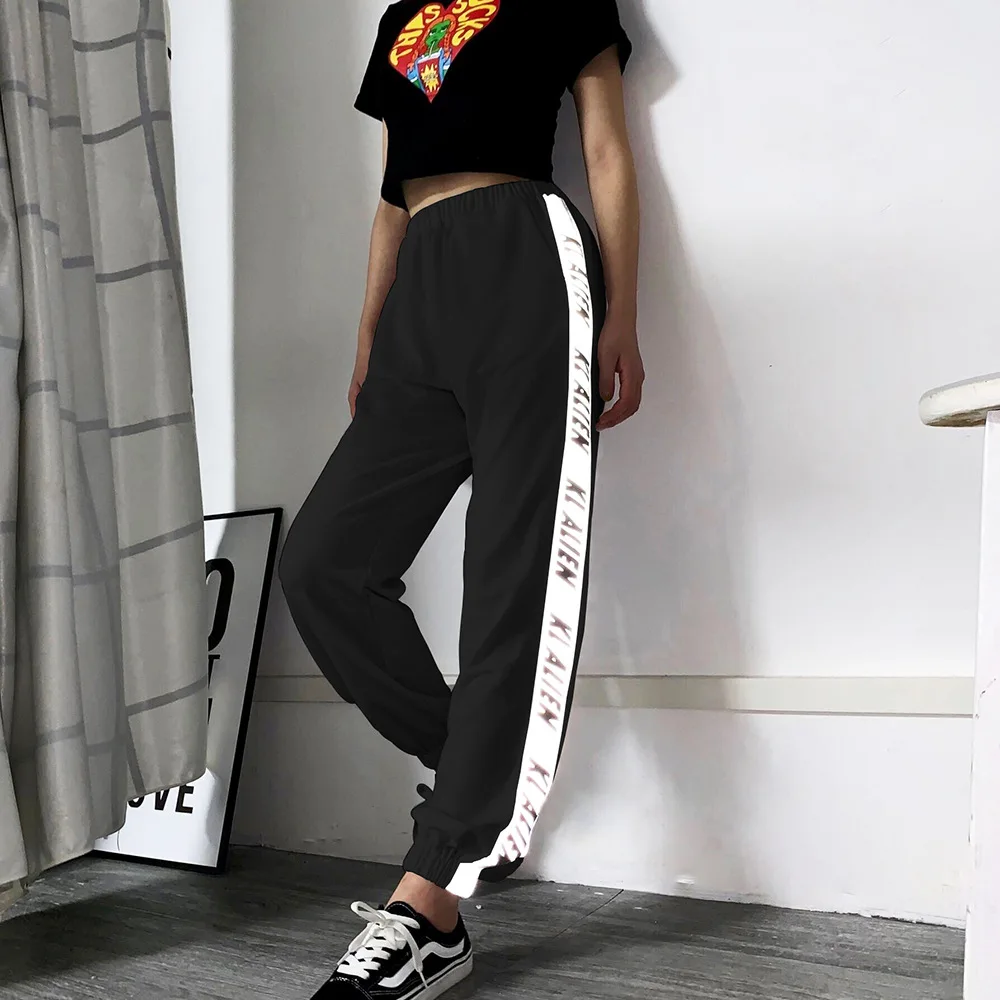 Reflective Stitching Printing Slim Pants for Women |
