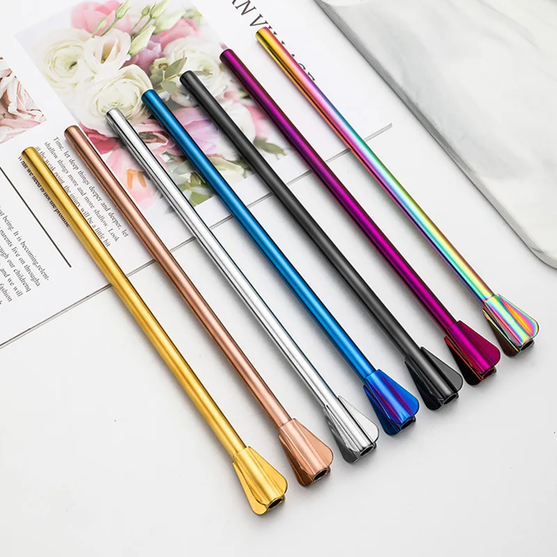 

7 pieces of color 304 stainless steel mixing straw dual-purpose tube juice smoothie cocktail mixing straw