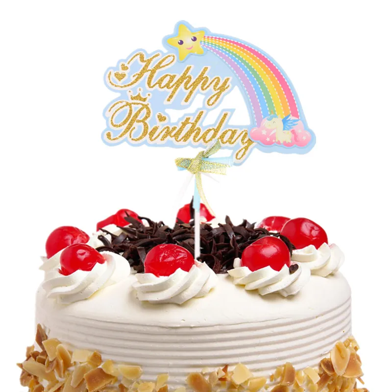Топпер для торта звезда детский день рождения радужная лента топперы кексов