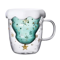 300ml snowflake clear glass coffee cup whiskey beer double layer mug drinkware glass mugs double wall glass mug drinkware