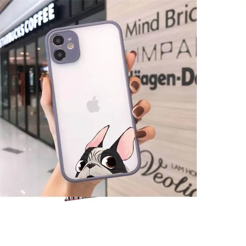 

Cute Pug Dog French Bulldog Phone Cases Matte Transparent For iPhone 12 Mini 11 Pro XR XS Max 7 8 Plus