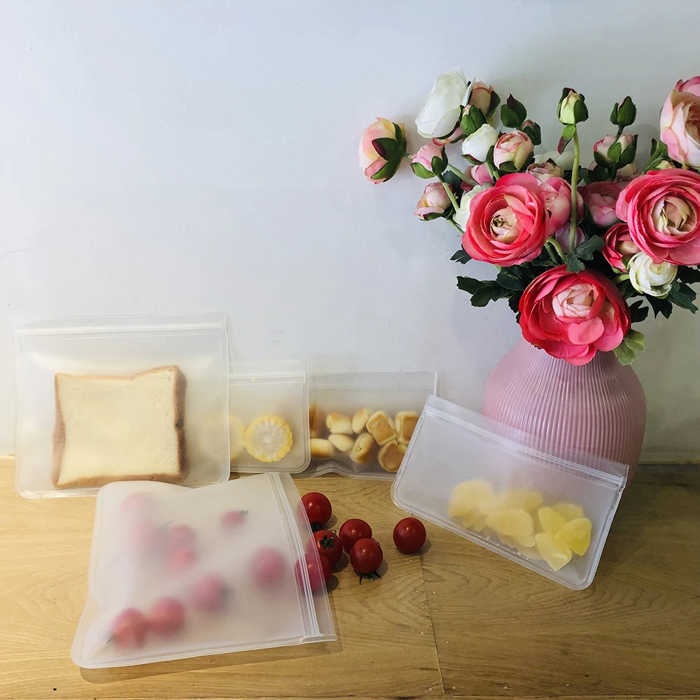 Силиконовая сумка для хранения еды, многоразовая сумка-морозильник Ziplock, герметичный кухонный органайзер для фруктов, одобрено FDA, BPA бесплатно