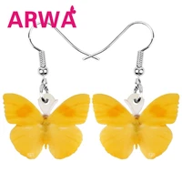 arwa acrylic yellow pink butterfly earrings big print insect animal dangle drop jewelry for women kid teen charm gift decoration