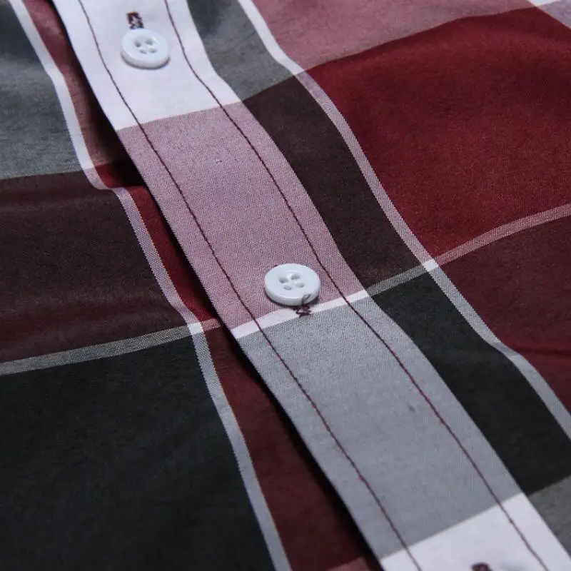 Мужская рубашка в клетку приталенная деловая Повседневная с длинными рукавами