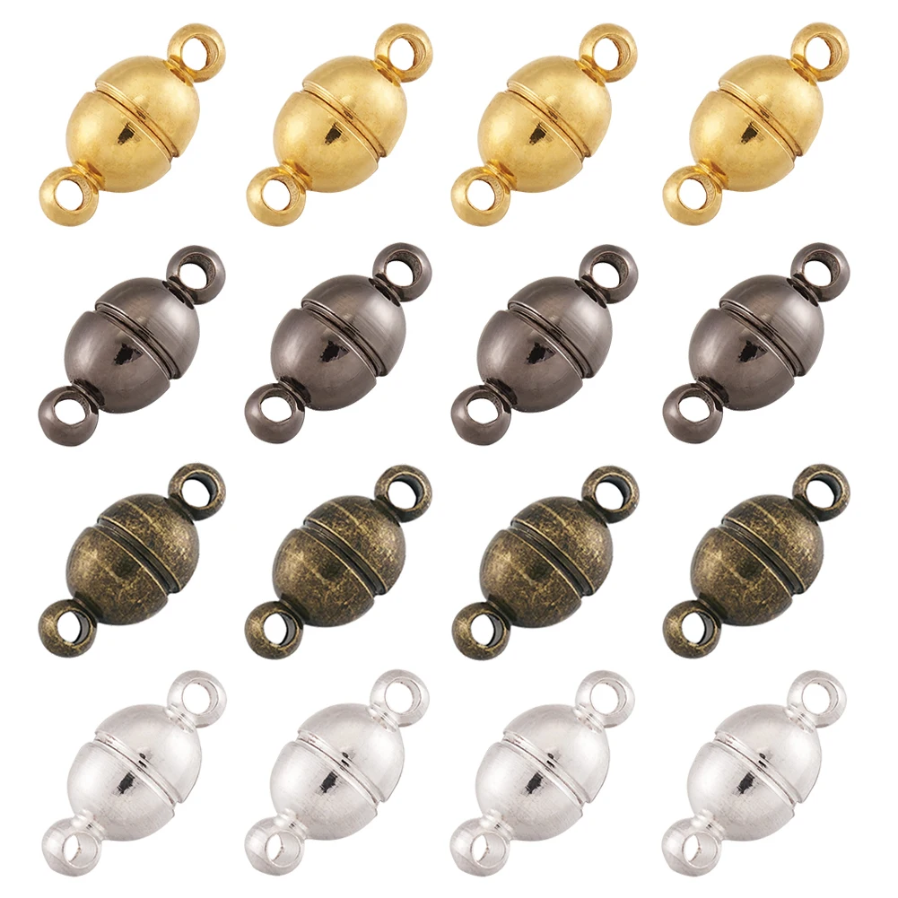 100Sets Round Brass Magnetic Clasps for Bracelet Necklace DIY Jewelry Making Findings Golden/Silver/Gunmetal/Antique Bronze