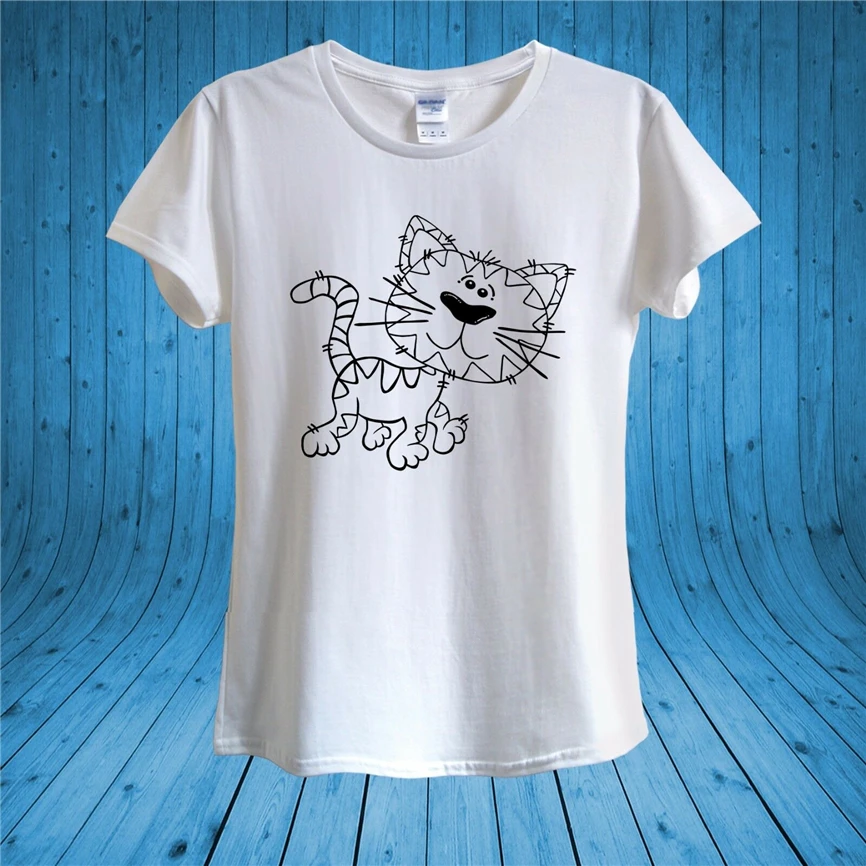 Забавный мультяшный Кот Kitty Meow Love Cats t рубашка 100% хлопок унисекс женский плюс