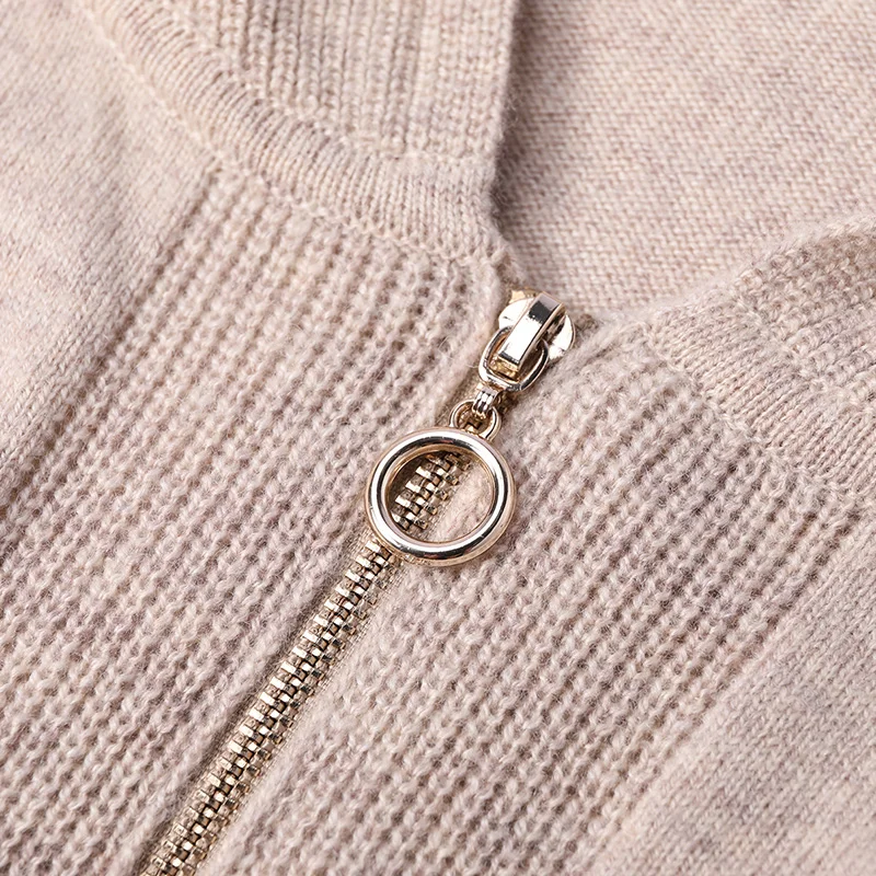 

Autumn Winter Coat 100% Cashmere Women Sweaters Knitted With PocketsThick Hooded Warm Lady's Grade Up Cardigan Large Size