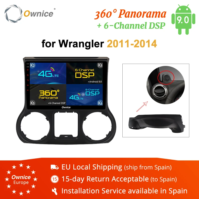 Ownice 4G LET Android 9 0 фотообои для Jeep Wrangler 2011 2012 2013 2014 2015 2016 360 панорамная SPDIF