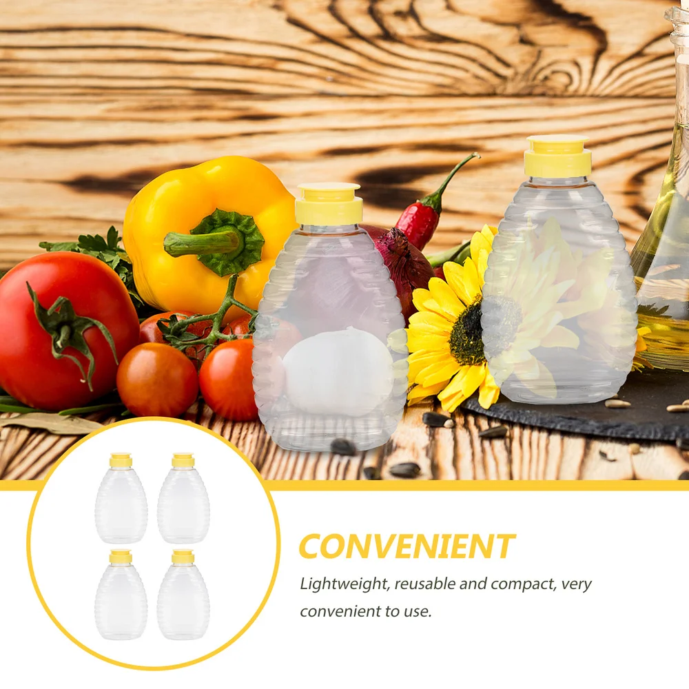 

4Pcs Honey Bottles Honey Jars with lids Honey Squeeze Bottles (Random Color)