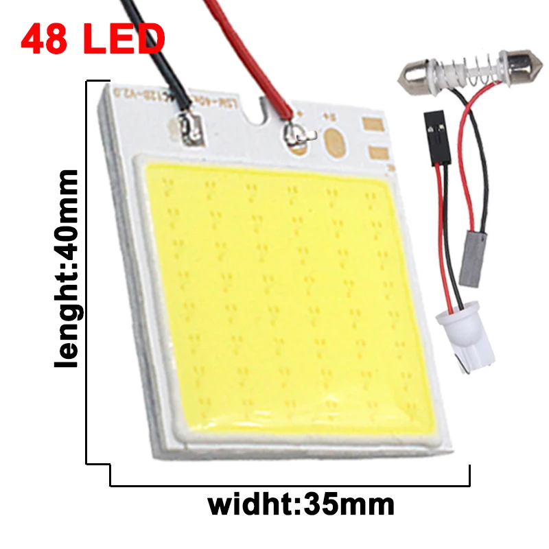 48 LED 1х T10 W5W светодиодный COB лампочка C5W C10W COB светодиодный фестон 31 мм 36 мм 39 мм 42 мм 12 в супер яркий белый интерьер автомобиля купольный светильник для чтения - Испускаемый цвет: 48 LED