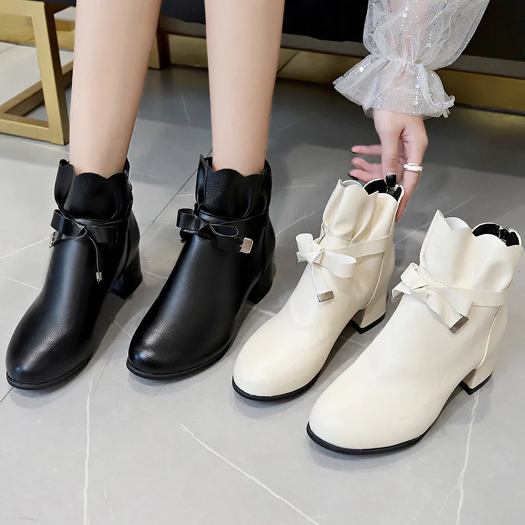 2020 г. Новые весенне зимние женские ботильоны на квадратном каблуке без шнуровки с