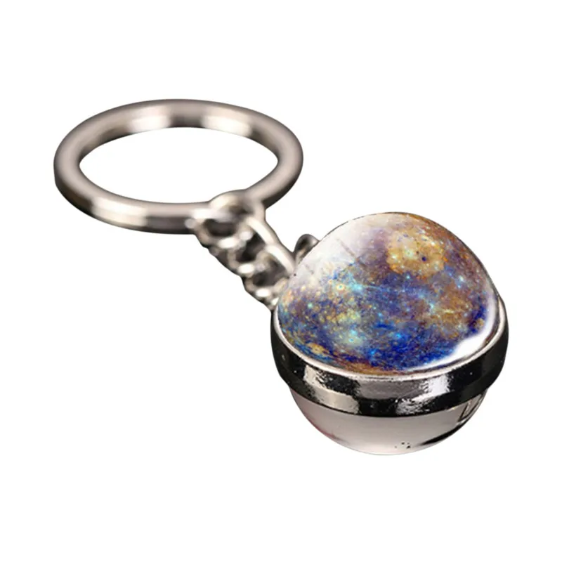Galaxy Planet Keychain Trendy Solar System Art Picture Glass Ball Key Chain Moon Earth Mar Double Side Pendant Universe Jewelry | Украшения