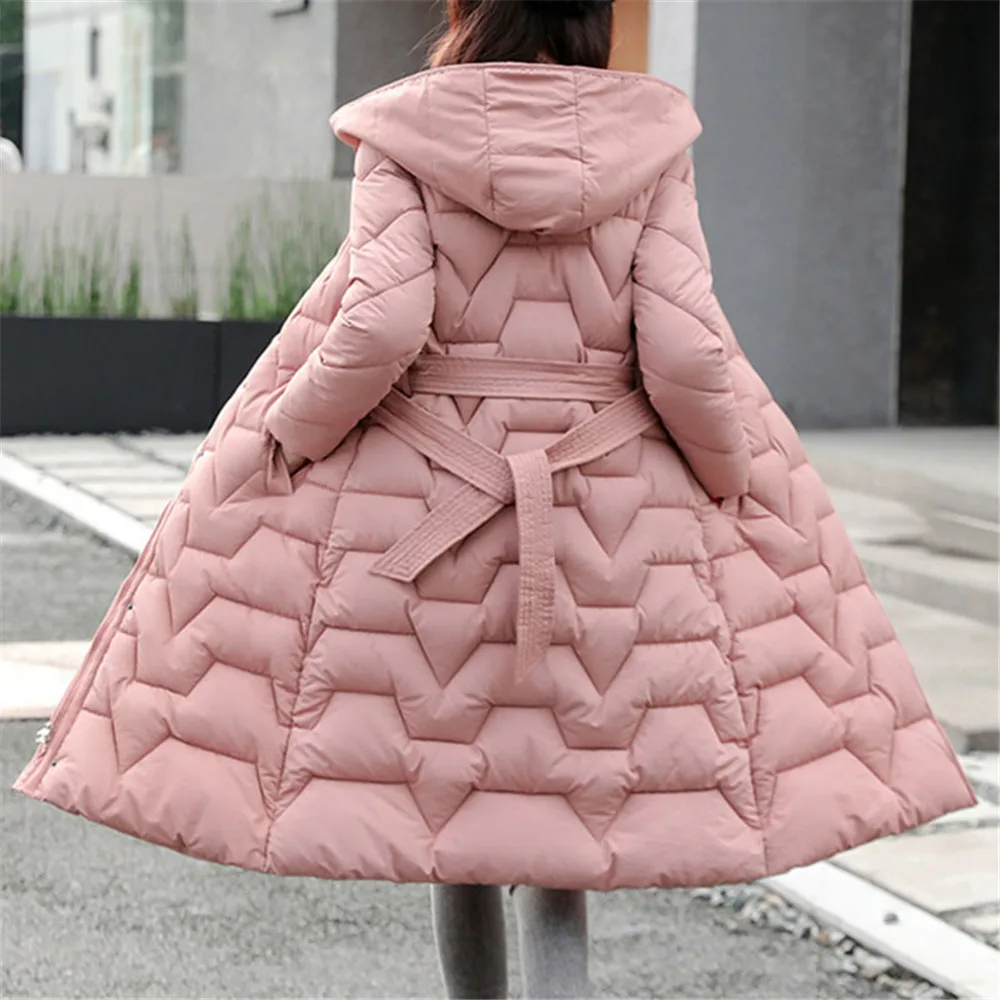 Зимняя женская куртка 2020 длинное пальто с капюшоном и хлопковой подкладкой