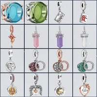 2021 new 925 sterling silver angel wings color transparent glass amulet fit original pandor bracelet women diy jewelry