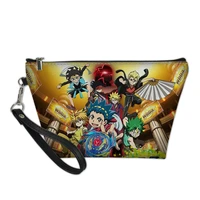 haoyun fashion pu leather cosmetic bags beyblade anime pattern womens travel make up necessaries girls toiletry pouch kits