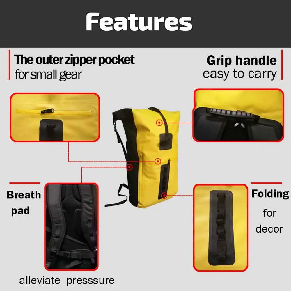 Водонепроницаемая сумка рюкзак с откидной крышкой и передним карманом на молнии