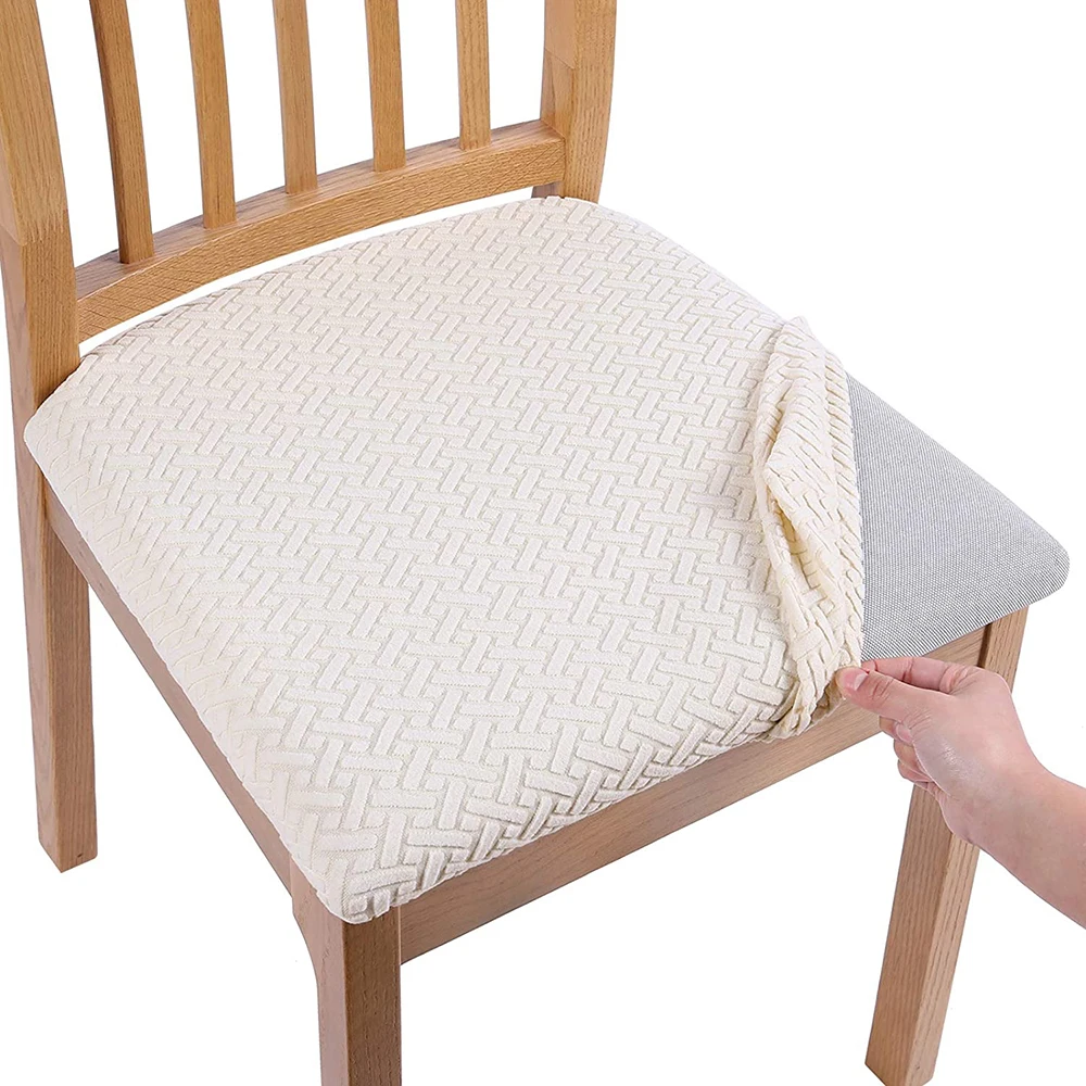 

2/4/6Pcs WaterProof Jacquard Dining Room Chair Seat Covers Removable Washable Elastic Cushion Cover For Upholstered Chair