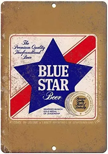 

Lplpol Blue Star Beer Vintage Ad Breweriana Ad Vintage Metal Tin Signs Beer 10" x 14"