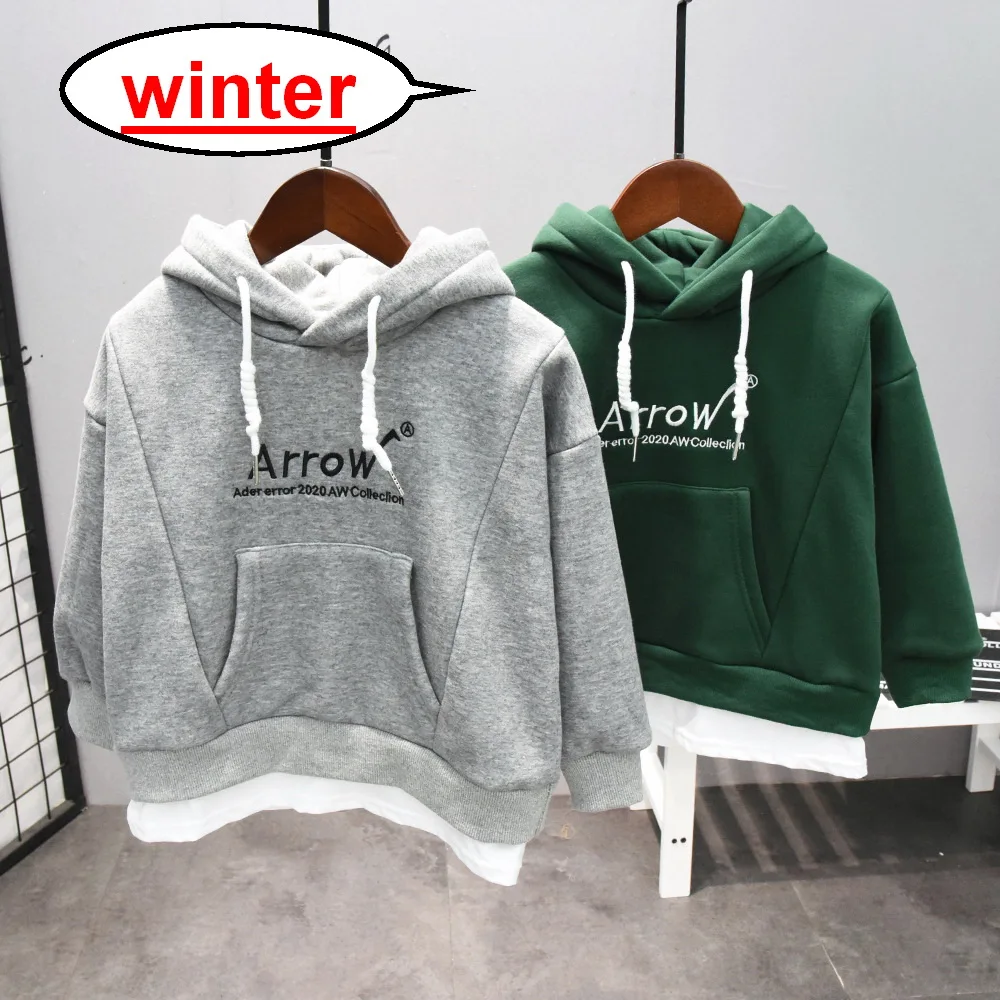 

New Autumn Winter Baby Boys Girls Clothes Cotton Thicken Plus Velvet Warm Hooded Sweatshirt Kids Casual Sportswear 2-6Years