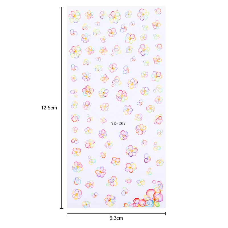 Цветочные смешанные узоры 3D наклейки для ногтей самоклеющиеся клейкий