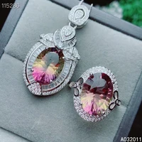 kjjeaxcmy fine jewelry ametrine 925 sterling silver luxury girl new pendant necklace chain ring suit hot selling