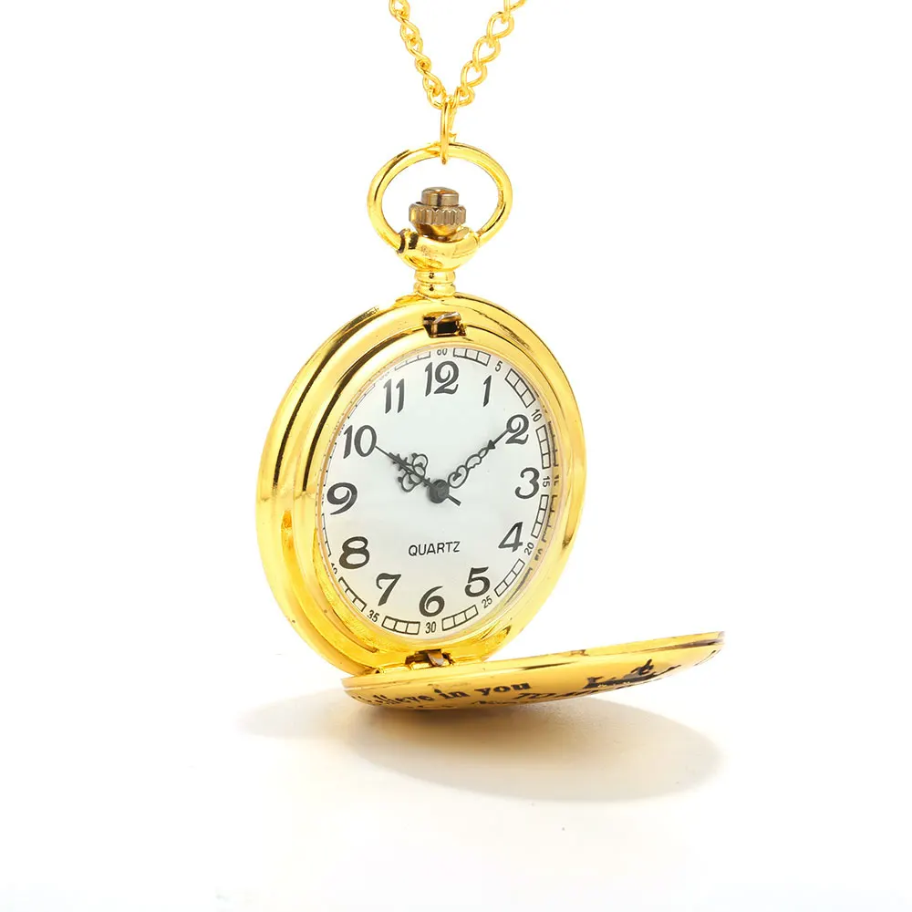 8813 большие карманные часы с золотой надписью на английском языке в римском