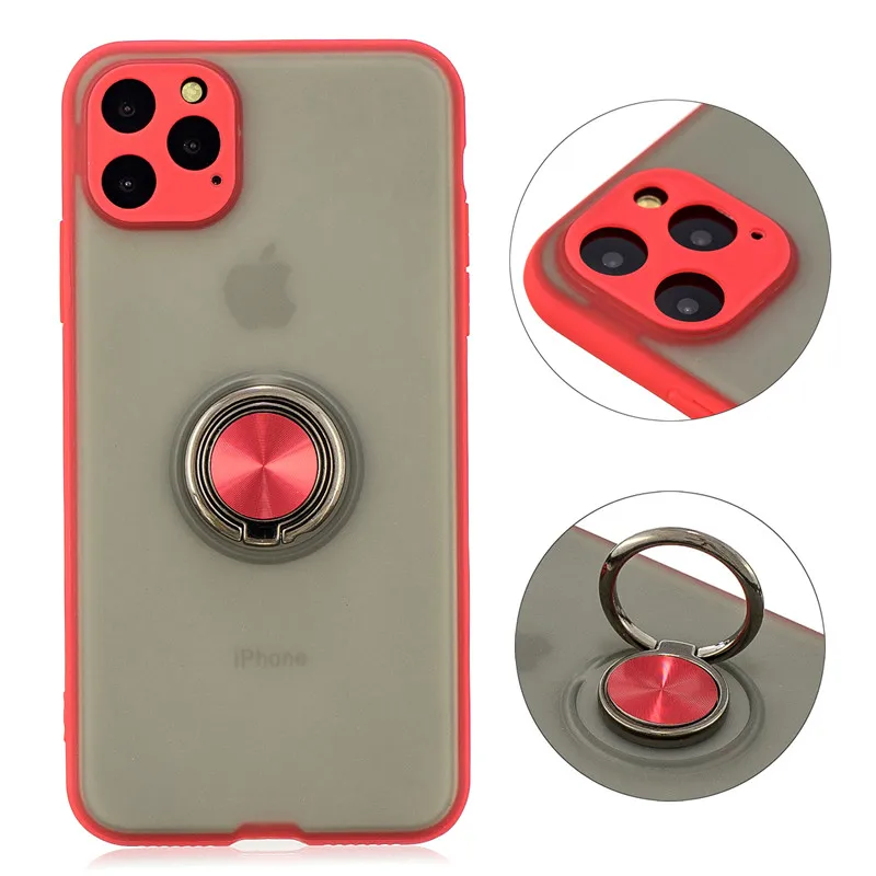 Для Apple iphone 11 Pro Max чехол с кольцом-подставкой Прозрачный матовый защитный для iPhone