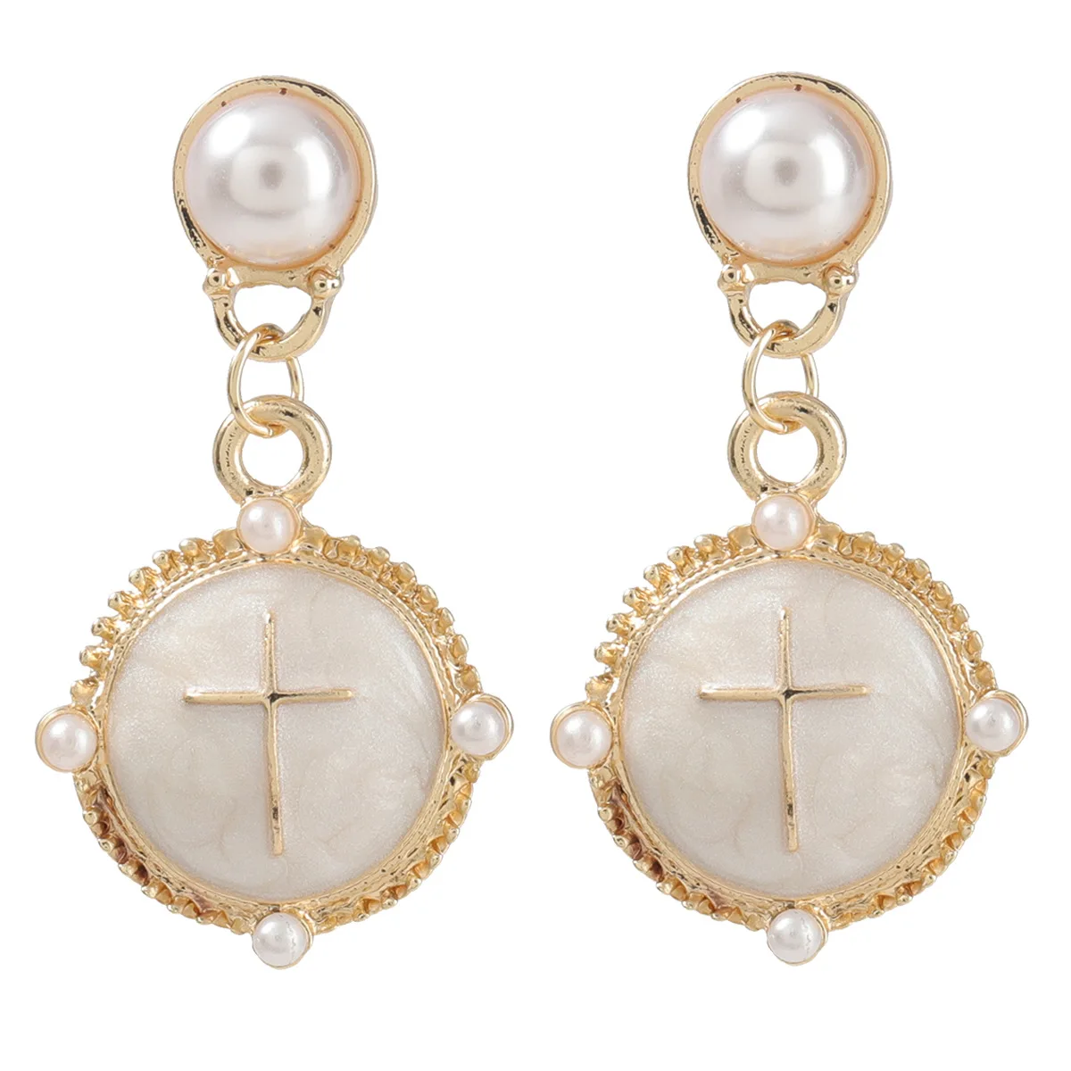 

Geometric Alloy Pendant Earrings Fashion Charms With Pearl Studs Drop Earrings For Women Girls Statement Dangle Jewelry Gifts