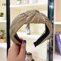 proly new fashion women hair accessories wide side serpentine cloth hairband center knot casual headband wholesale