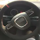 Горячая Распродажа Черная замша DIY Ручная строчка чехол рулевого колеса автомобиля для Audi Old A4 B7 B8 A6 C6 2004-2012 Q5 2008-2012 Q7 2005-2011