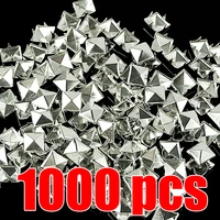 1000pcs vintage 10mm pyramid metal spike square studs decorative rivet for leather punk bag clothes craft silver color wholesale