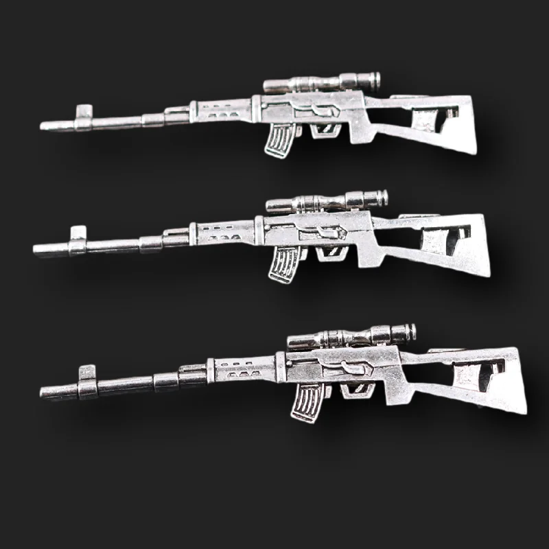 4 шт. посеребренные 3D Подвески в виде снайперской винтовки ретро ожерелье брелок