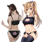 Женское Эротическое нижнее белье с открытой грудью, бюстгальтер с вырезами и трусики