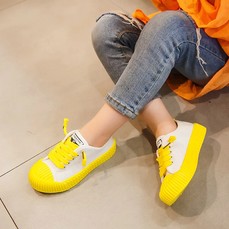 Без галстука спортивные туфли со шнурками для девочек и мальчиков 2019 г. Белые