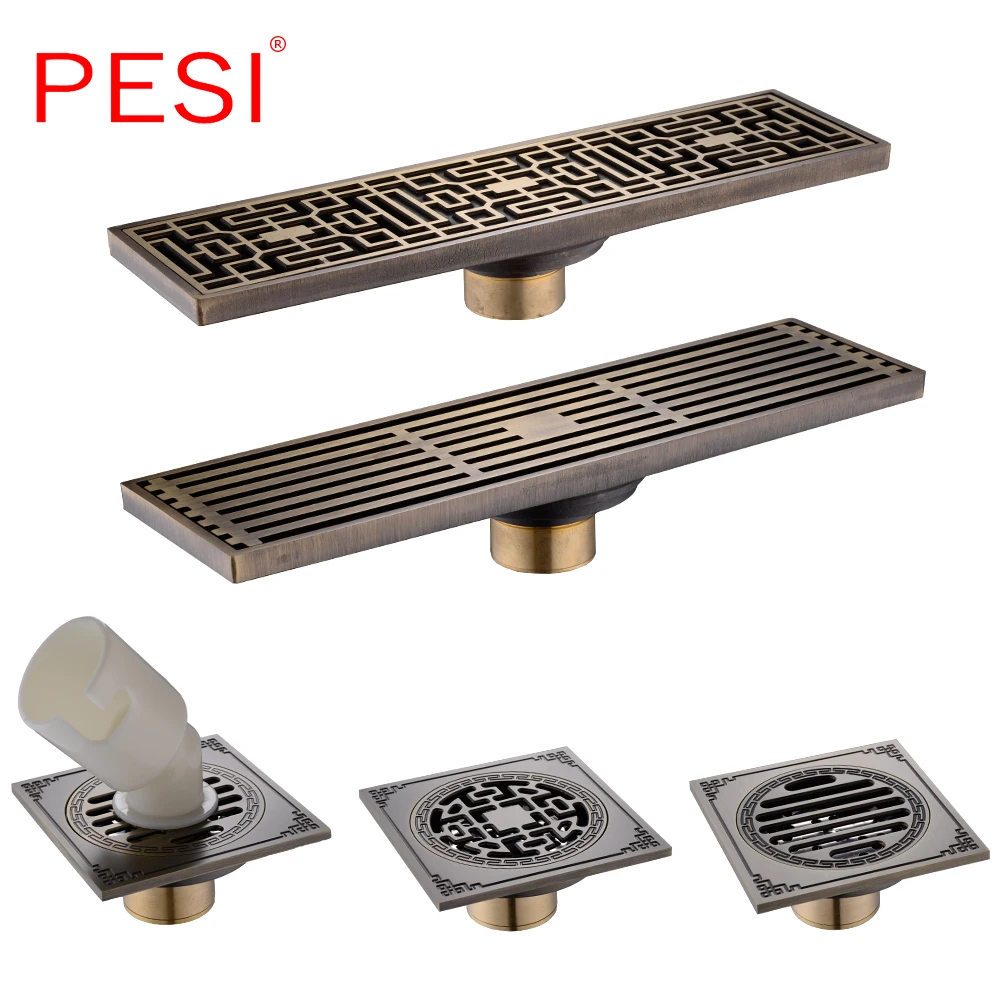 drain 830cm euro antique brass art carved floor drain cover shower waste drainer bathroom bath accessories strainer free global shipping