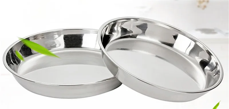 Большой плоский круглый поднос для посуды из нержавеющей стали тарелки