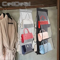 hanging bag 6 pockets wall mounted wardrobe hanging bag dustproof clear storage bag with hanger household storage products