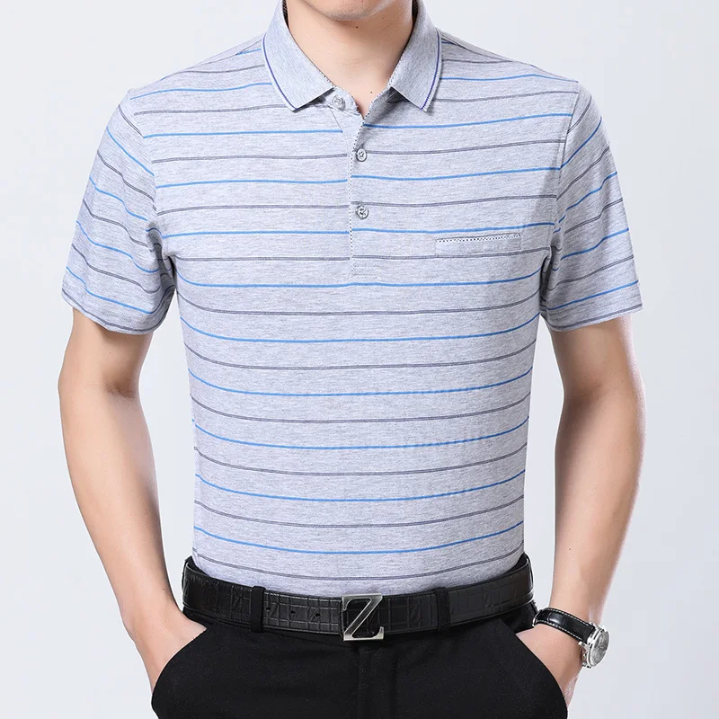 

POLO shirt men's Lapel summer wear middle-aged and elderly mercerized cotton POLO shirt men's short sleeve POLO shirt