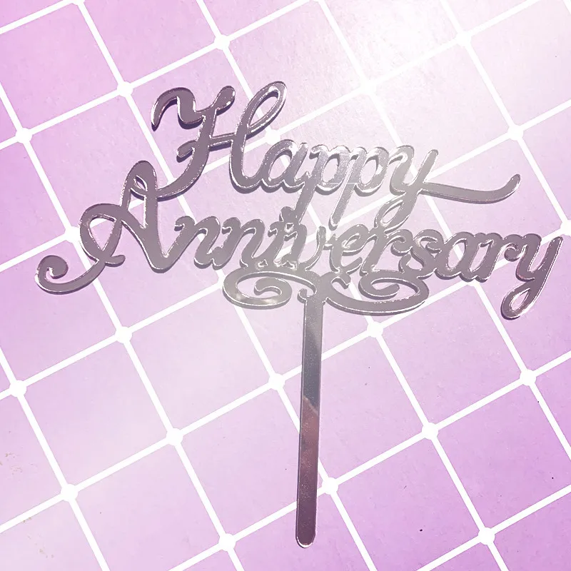 Золотой акриловый Топпер для торта на годовщину золотой зеркальный Фотофон