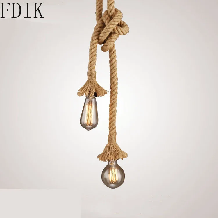 Подвесной светильник из пеньковой веревки винтажная промышленная Подвесная
