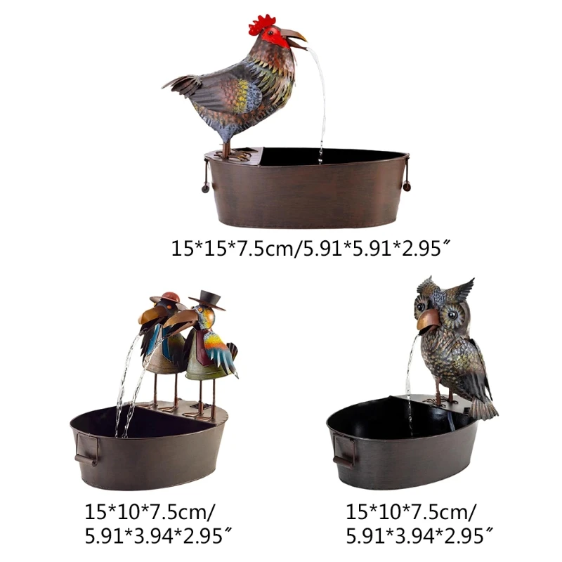 Фонтан двор Искусство Декор петух ворона Сова струящаяся Вода Смола ремесла