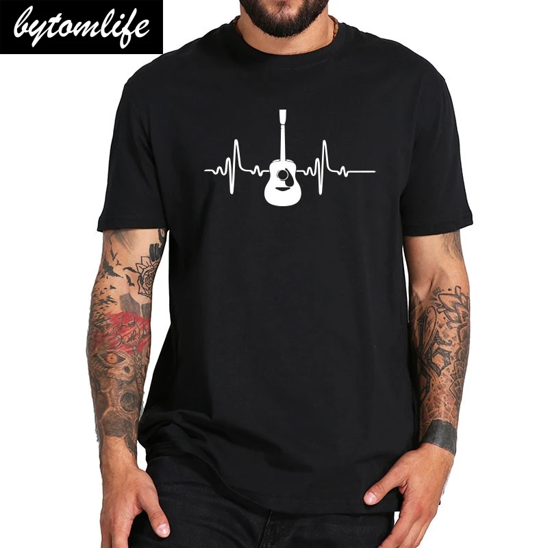

Guitar T shirt Music Fashion O-Neck Casual Tshirt 100% Cotton Breathable Fitness Top Hip Hop T-Shirt