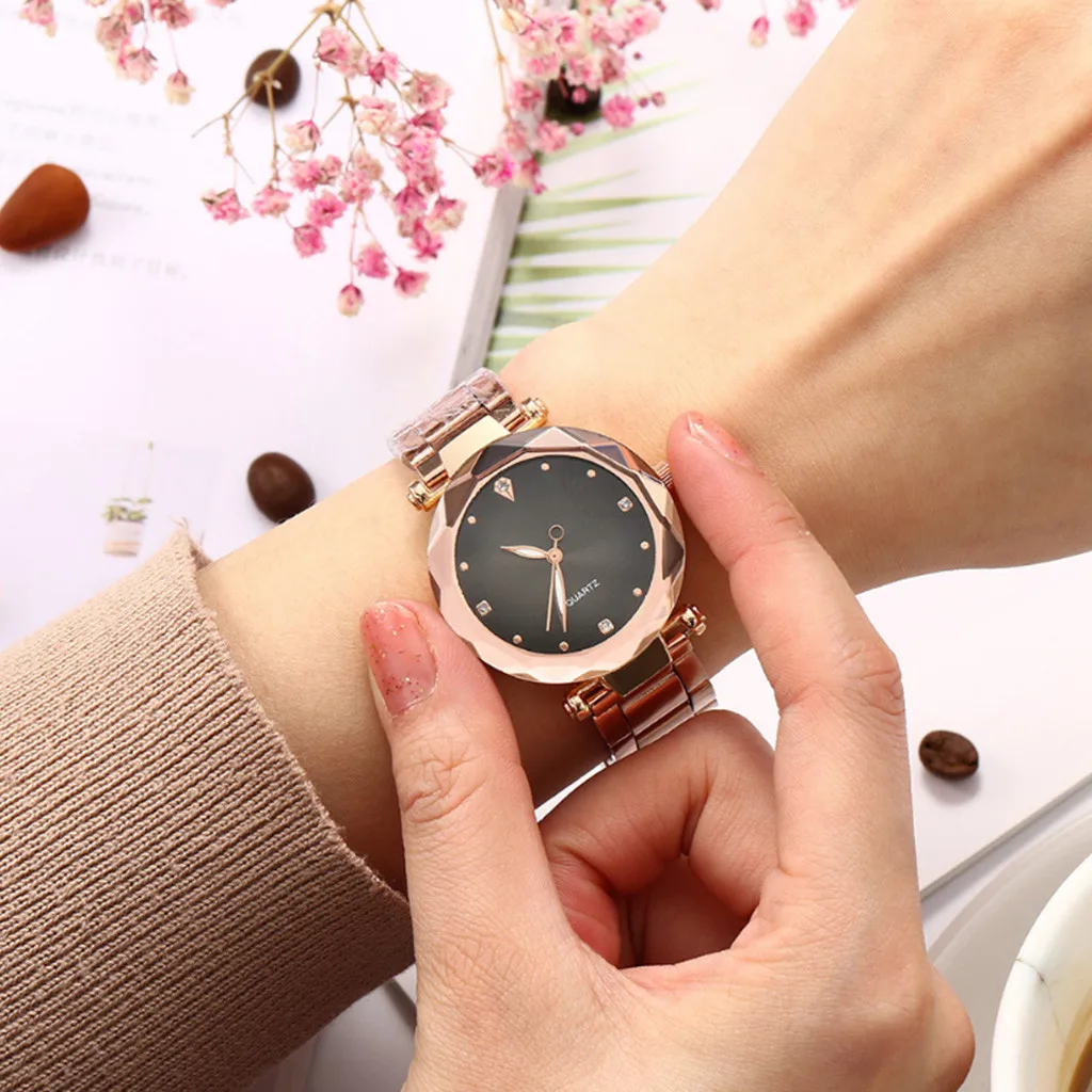 Модные женские туфли часы с бриллиантами инкрустированные Весы градиент