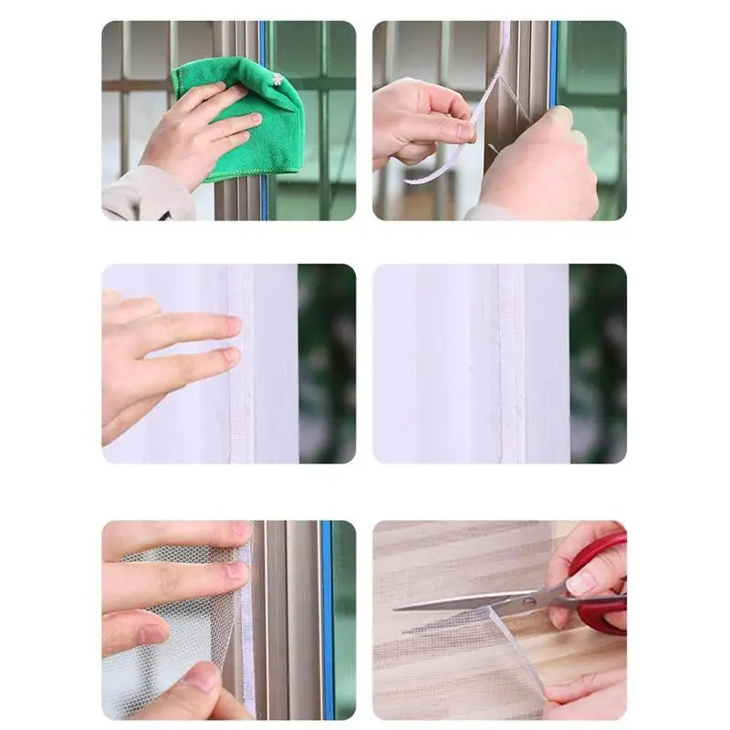 

DIY Self-Adhesive Anti-Mosquito Screens Inset Window Screen Mesh Cut Netting Mesh Mosquito Net With Home Accessory
