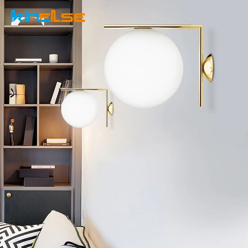 Полированный декоративный шар стеклянный светодиодный настенный светильник