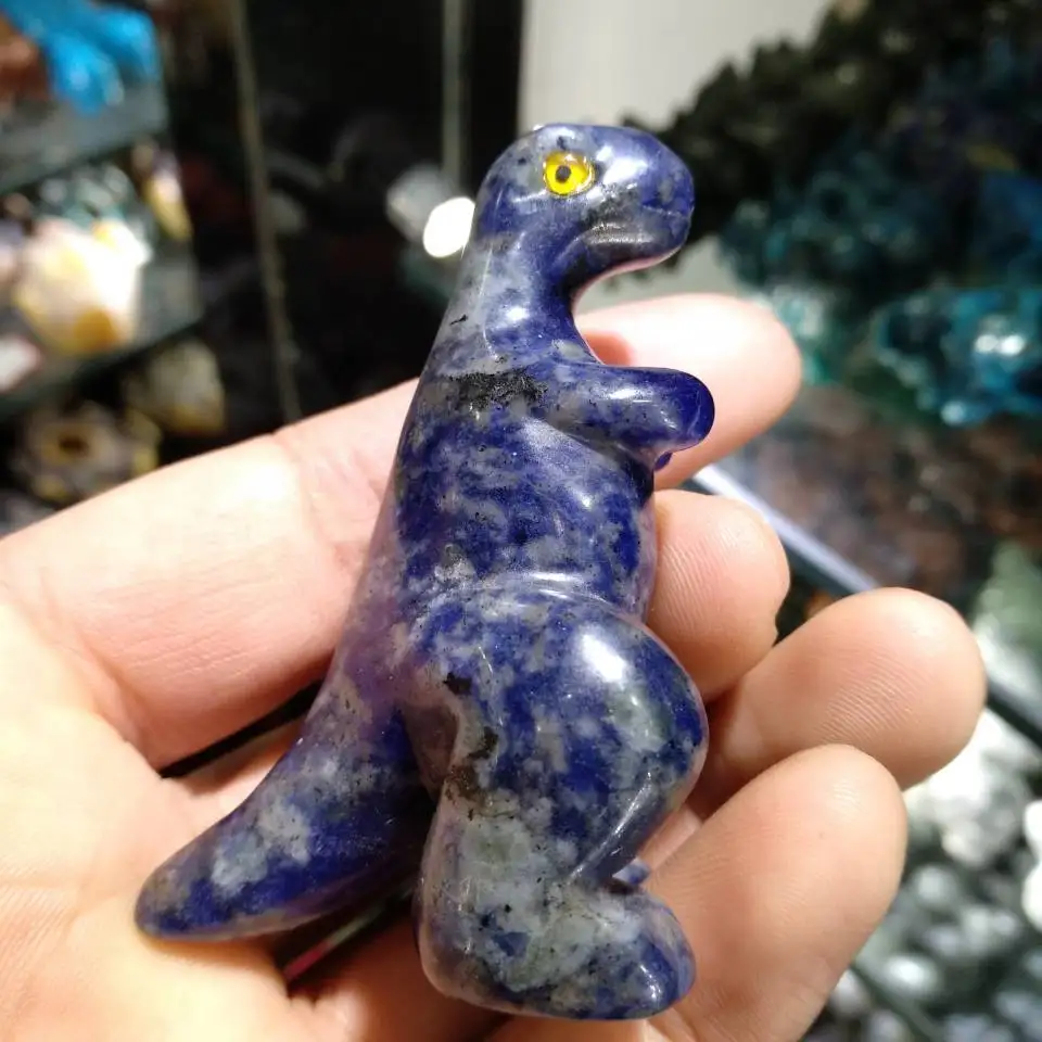 2.36&quot Natural Blue Goldstone Quartz Crystal Dinosaur Toys carved Lovely Figurine | Дом и сад