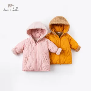 DB15849 dave bellaзимнее Детское пальто унисекс с карманами и капюшоном; Детские топы; Верхняя одежда для малышей
