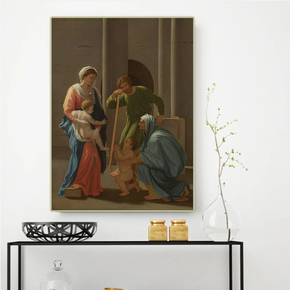 

Citon Nicolas Poussin《The Holy Family with Saints Elizabeth and John the Baptist》Canvas Oil Painting Wall Decor Home Decoration