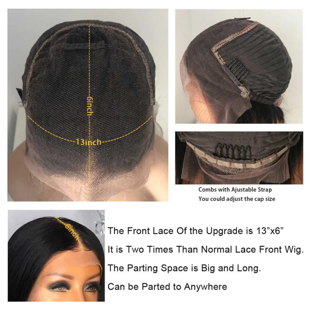 13x6 Deep part Lace Front Human Hair Wigs Straight Hair 150% Density Brazilian Remy Human Hair Pre-Plucked Hairline QT Hair