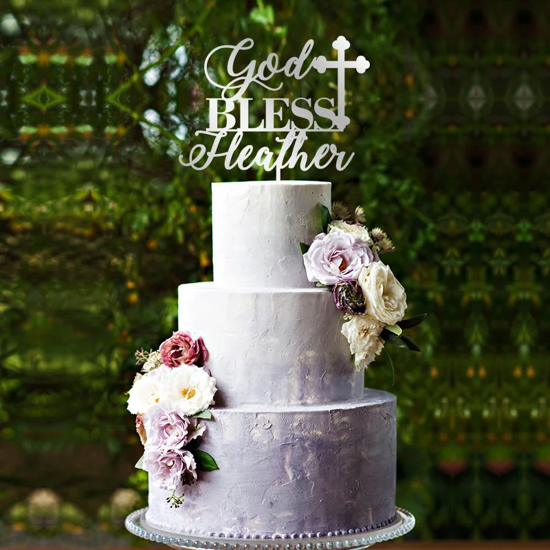 Бог благословит торт Топпер крещение крестины причастие декор крещение|Товары